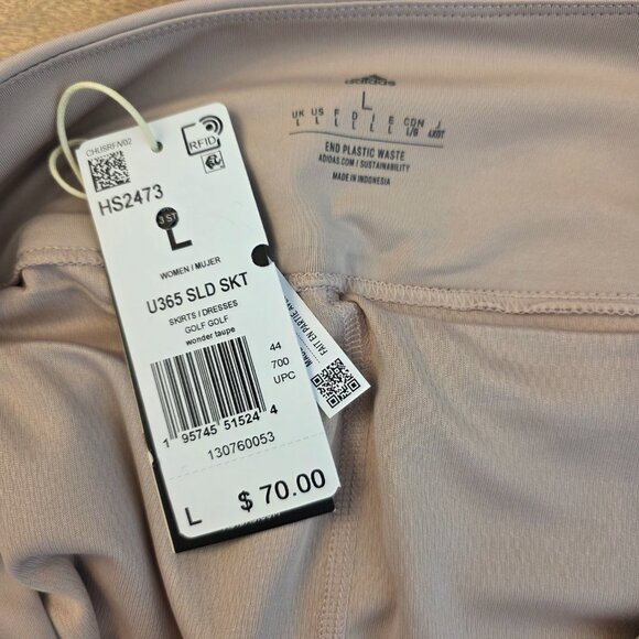 Adidas Women's Golf Skort Solid High Rise Pockets Stretch Comfortable Tan Large - Picture 10 of 16